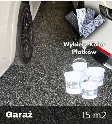 Zestaw posadzka epoksydowa z zasypem z płatków decoflake komplet
