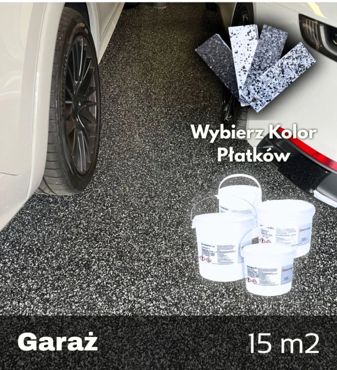 Zestaw posadzka epoksydowa z zasypem z płatków decoflake komplet