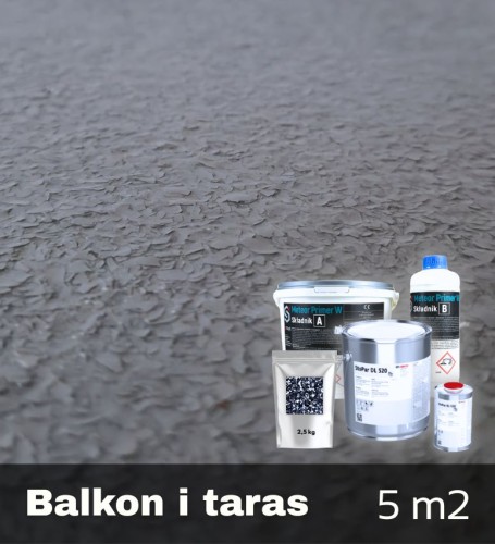 Zestaw żywic na balkon i taras 5m2 pełny zasyp płatków EasyFlake Antracyt