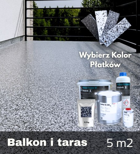 Zestaw żywic na balkon i taras 5m2 pełny zasyp płatków EasyFlake