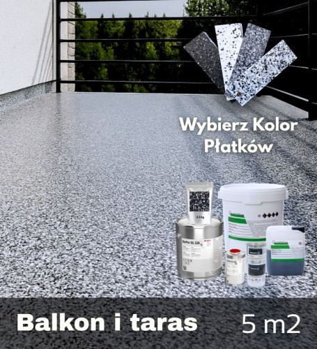 Zestaw żywic na balkon i taras 5m2 pełny zasyp płatków EasyFlake