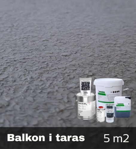 Zestaw żywic na balkon i taras 5m2 pełny zasyp płatków EasyFlake Antracyt