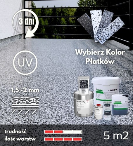 Zestaw żywic poliuretanowych, pełen zasyp z płatków na balkon i taras, EASYFLAKE 5m2.jpg