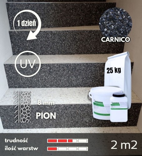 Zestaw żywica i kruszywo kamienny dywan Carnicco do pionów na balkon i taras 2m2 