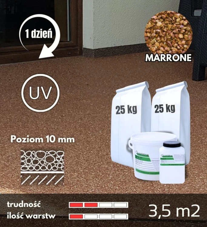 Zestaw żywica i kruszywo kamienny dywan MARRONE do pionów na balkon i taras 3,5m2 .jpg