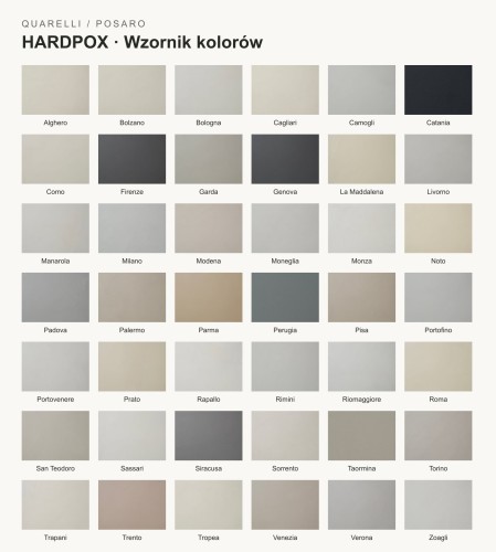 Quarelli Hardpox – wzornik kolorów
