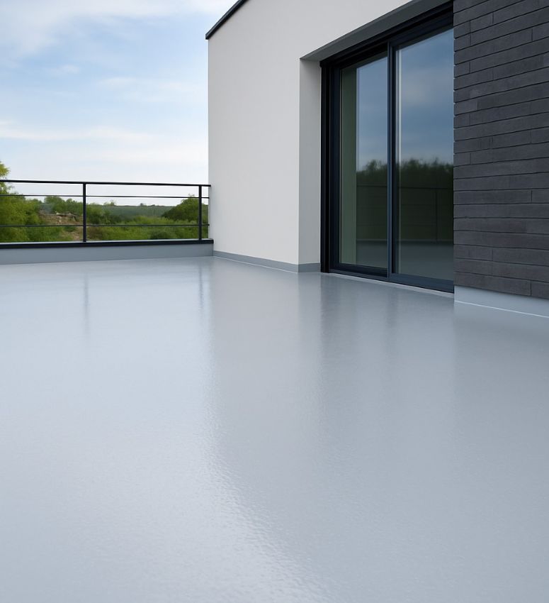 taras z żywicy poliuretanowej w naturalnym odcieniu szarości